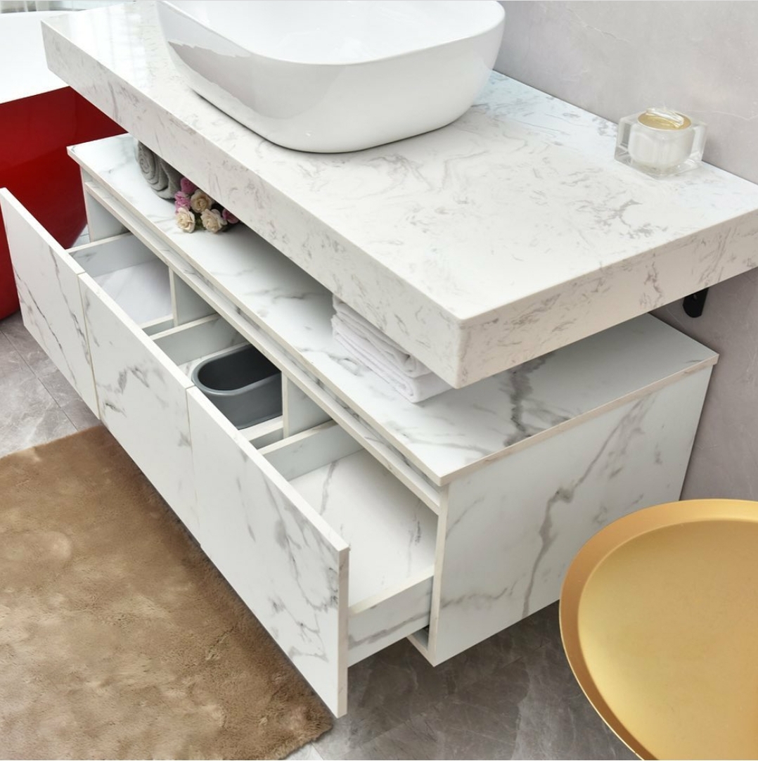 montecarlo 3 Mobile bagno Montecarlo sospeso 120 cm con top in marmo, lavabo e specchio retroilluminato e base