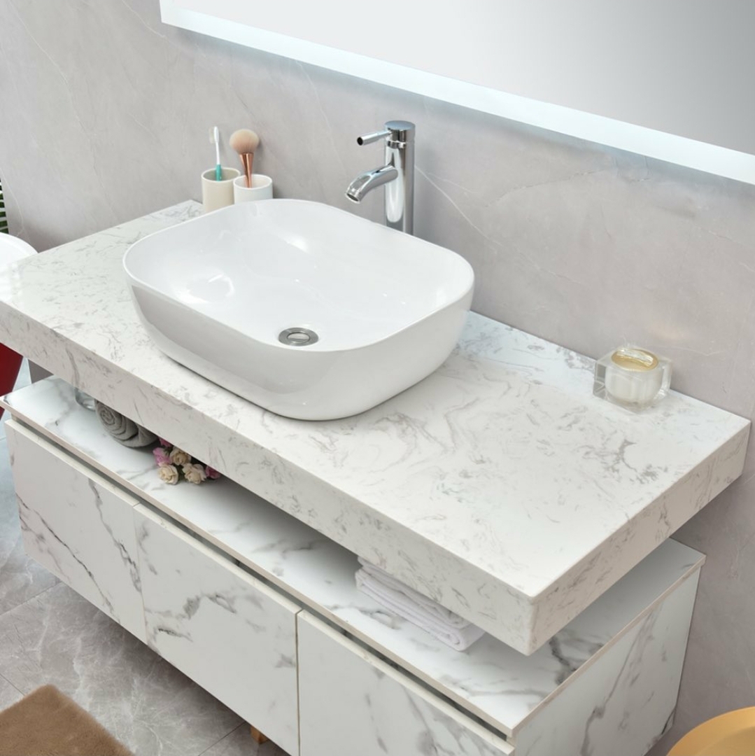 montecarlo 4 Mobile bagno Montecarlo sospeso 120 cm con top in marmo, lavabo e specchio retroilluminato e base
