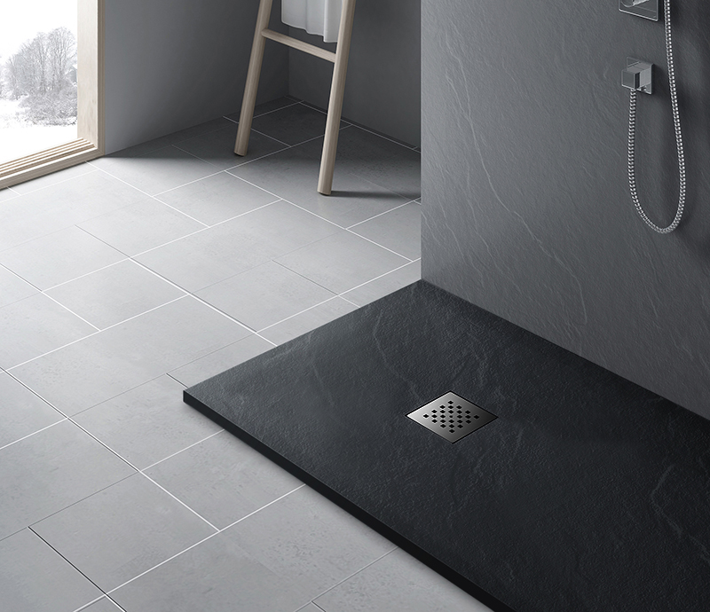 Piatto doccia NERO Piatto doccia rettangolare “Dolomia” in marmogres nero 80×100 h 2,5 cm riducibile ultraslim effetto pietra