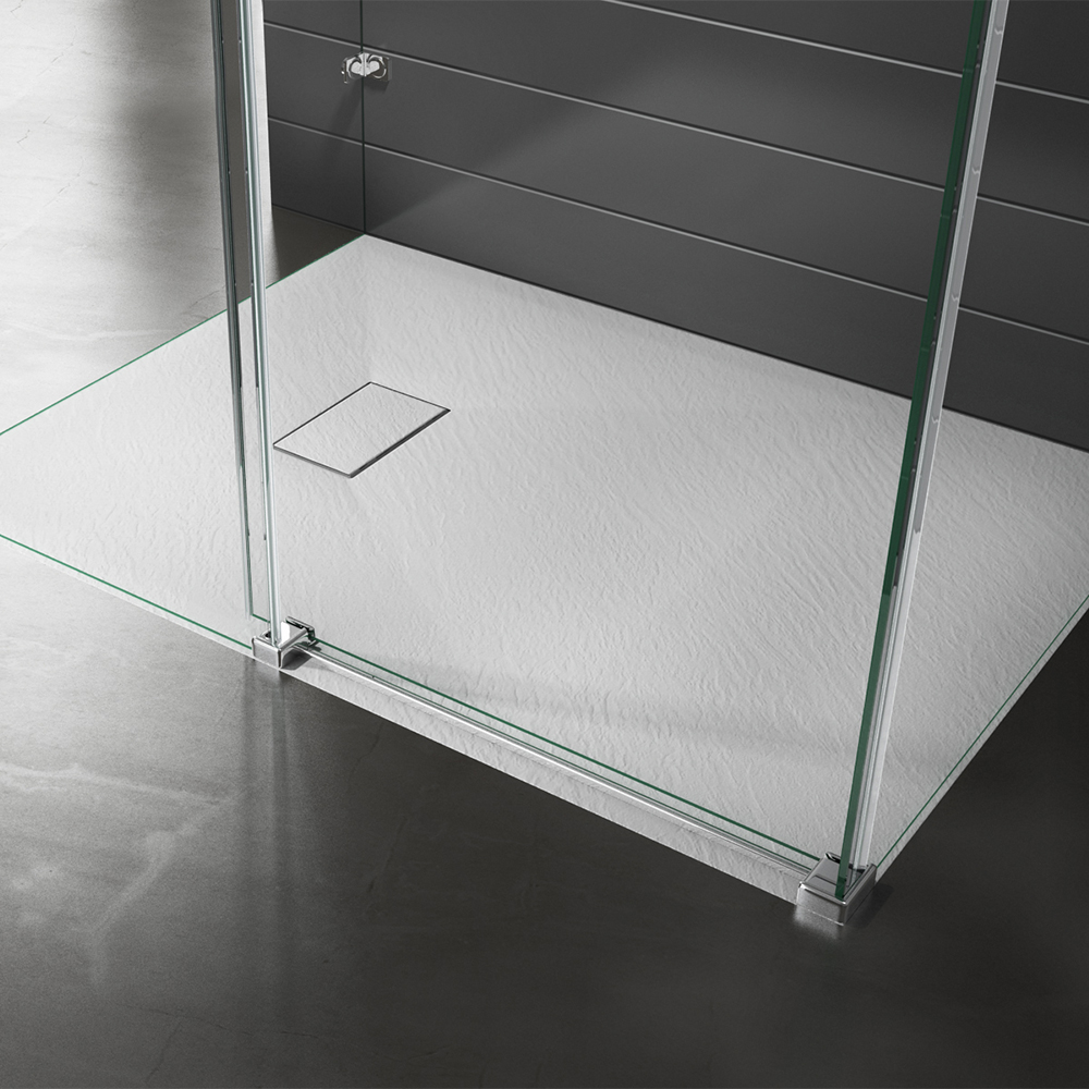 Piatto doccia effpietra bianco 2 Piatto doccia rettangolare "Dakota" bianco 80x140 h2,6 cm riducibile ultraslim in ABS effetto pietra