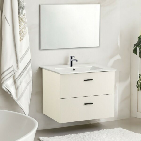 mobile bagno sospeso lario con lavabo e specchio bianco 80x46x48 h cm Ceramashop Store Online di igienico-sanitari ed accessori per il bagno