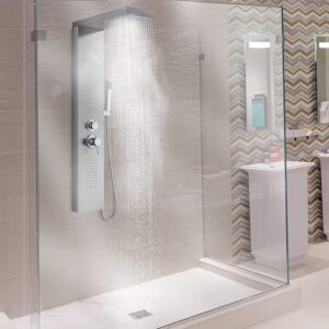 Pannello doccia idro cromo satinato con cascata Boston