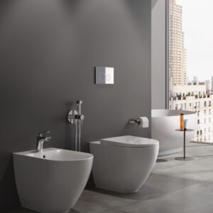 Sanitari filo muro traslati bianco lucido 58 cm con coprivaso soft close Des