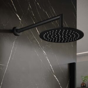 Soffione Doccia tondo carbon ultra slim diametro 25 cm con braccio