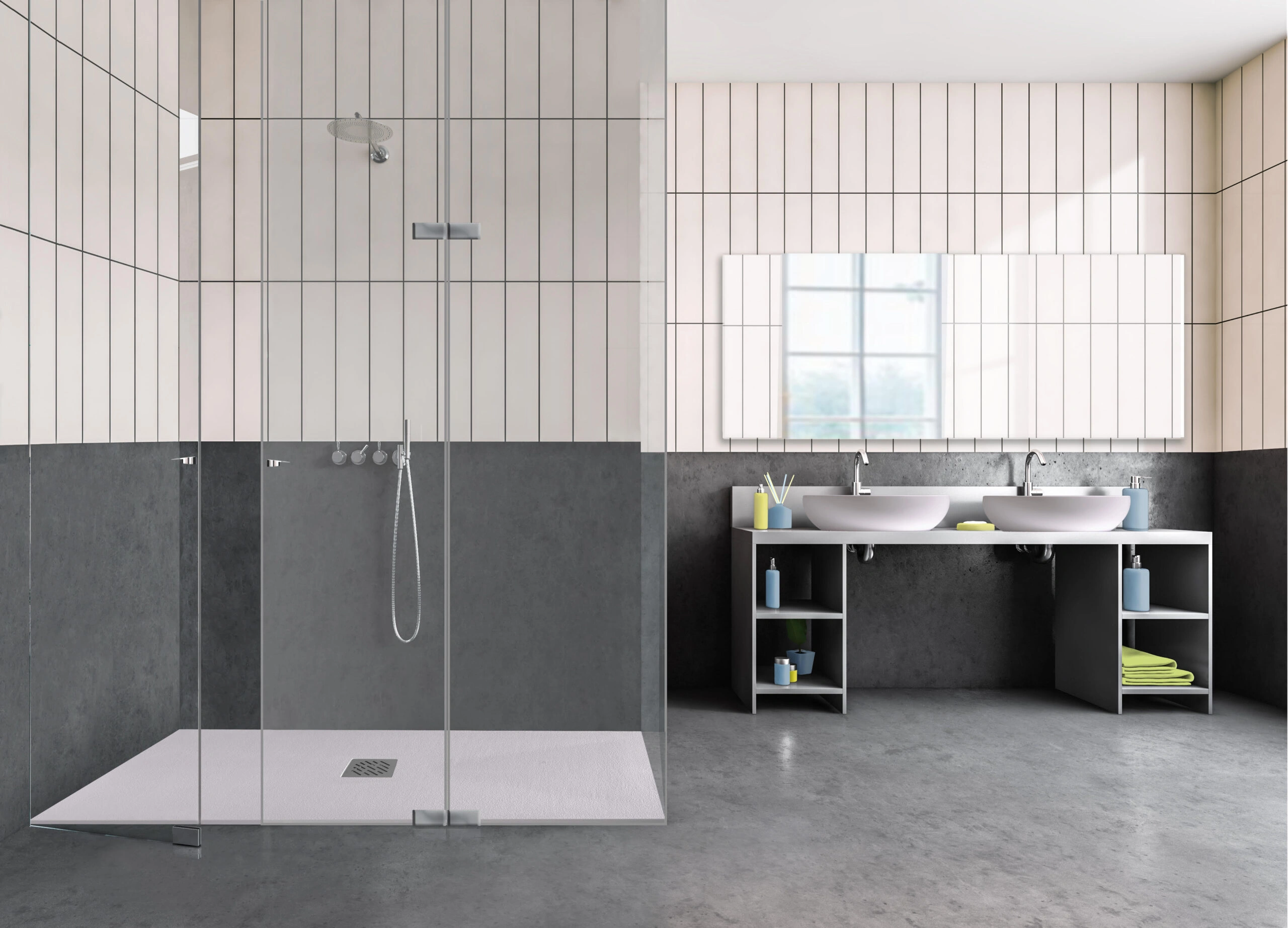 Piatto doccia 80X140 in mineralmarmo bianco effetto pietra tevere cemento