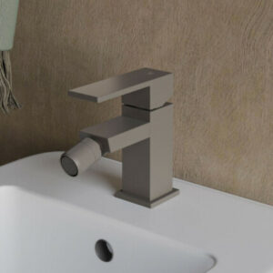 Miscelatore bidet grigio fango, con piletta click clack Faro by Vanita Docce