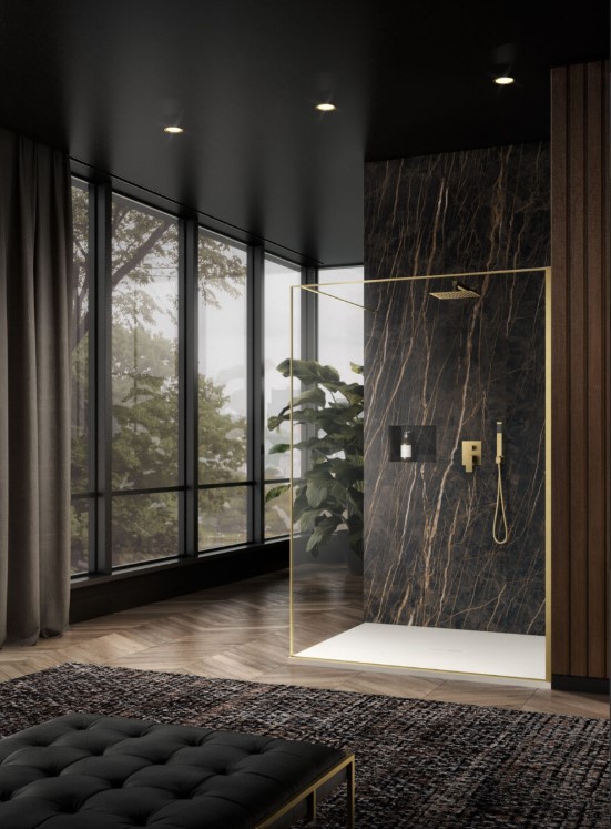 Parete doccia walk-in 100 cm Gold brush cristallo trasparente 8 mm Griffe